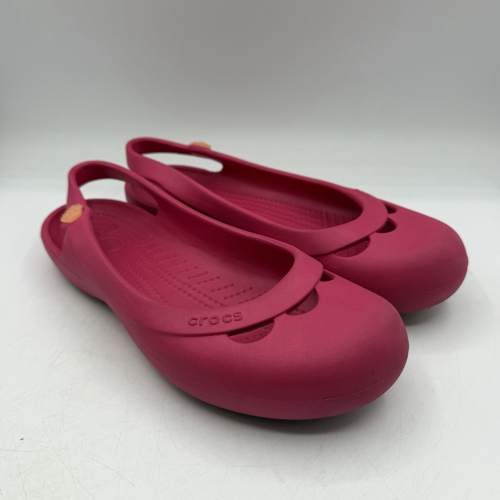 Crocs Jayna Slingback Ballet Flats Womens Sz 10 Hot Pink Sandals Slip On Shoes